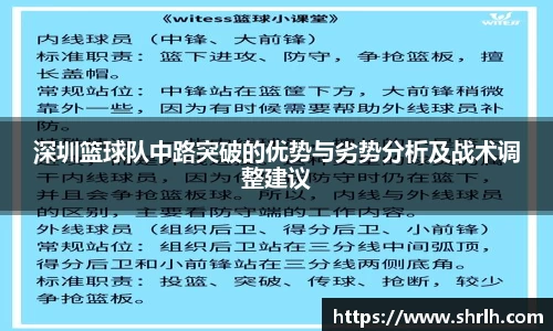 深圳篮球队中路突破的优势与劣势分析及战术调整建议